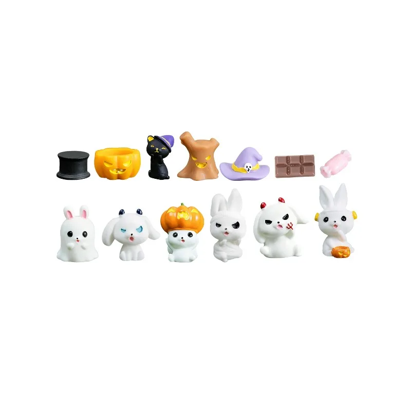Halloween devil ghost white rabbit ornament, micro-landscape desktop ornament
