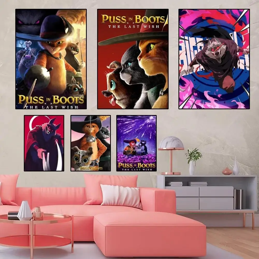 BEAST KINGDOM Puss in Boots The Last Wish Poster  Aesthetic Art Wall Painting Stickers for Home Living Room Bedroom Decor