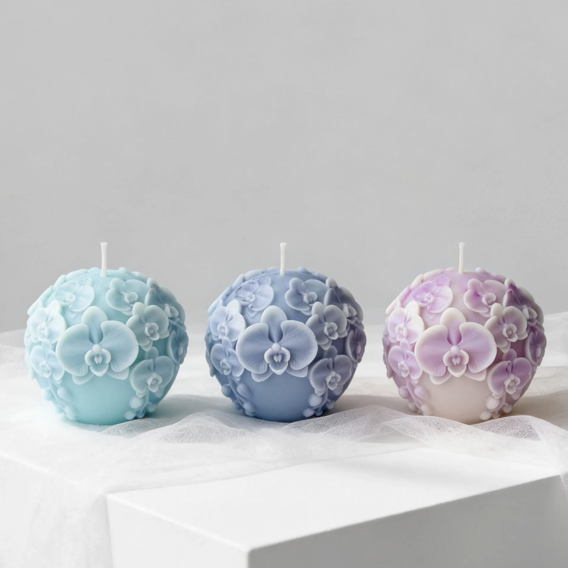 

3d ball orchid candle silicone mold butterfly orchid making mold aromatherapy soap resin casting home decoration