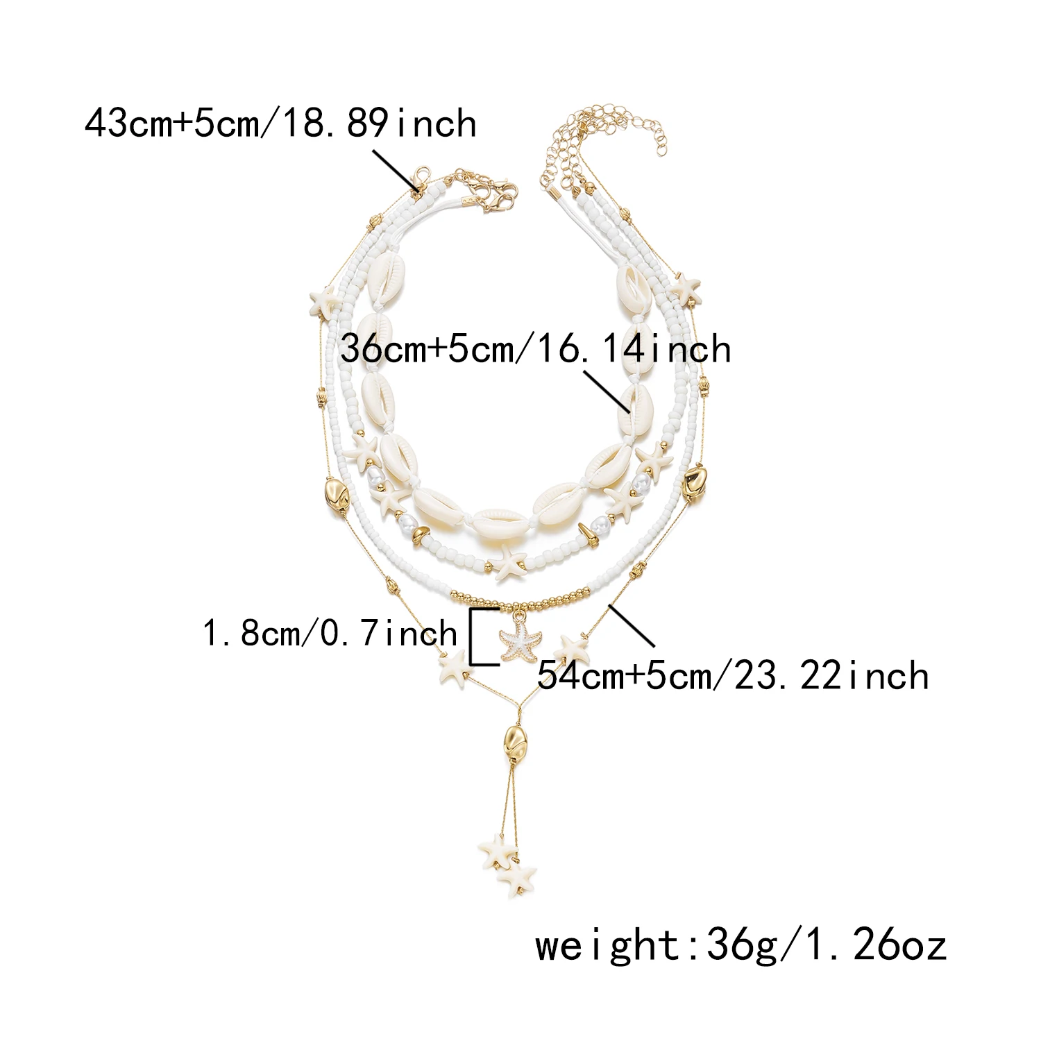 Böhmische Muschel-Seestern-Quasten-Halsketten-Sets für Frauen Handgefertigte Reisperlen-Stapel-Halsketten Trendiger Sommer-Strandschmuck – Detail 7