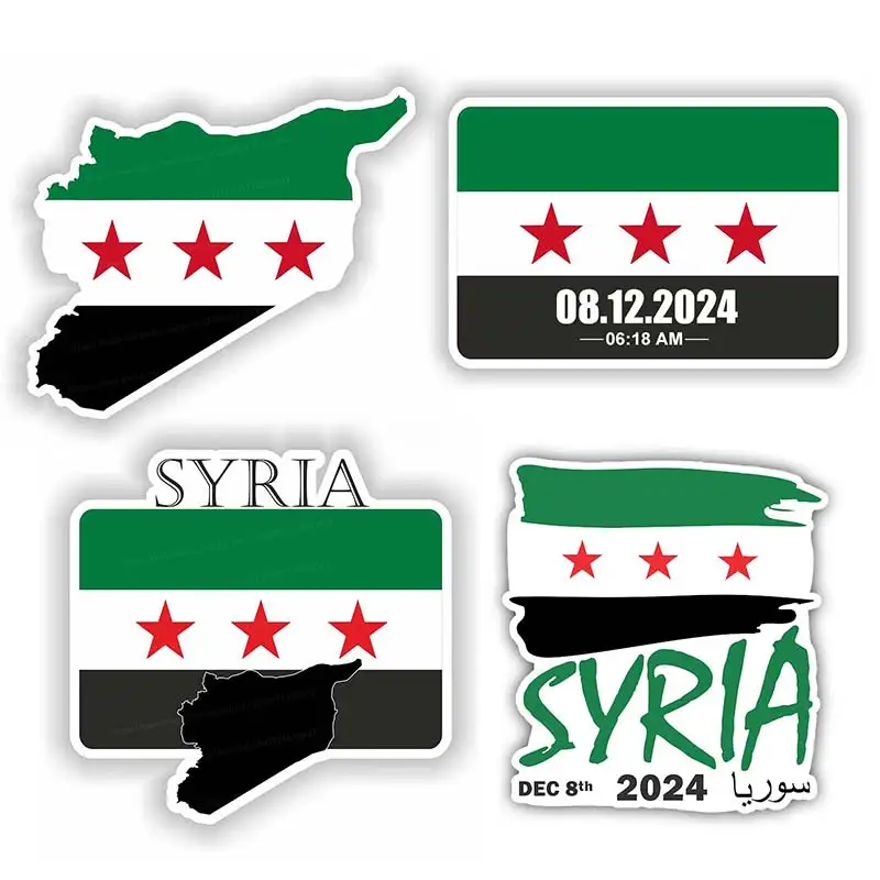 Date Number Sticker 08/12/2024, Syria Theme Decal Waterproof for Wall, Window, Door, Car, Truck, Rear Window Decal Stickers S491