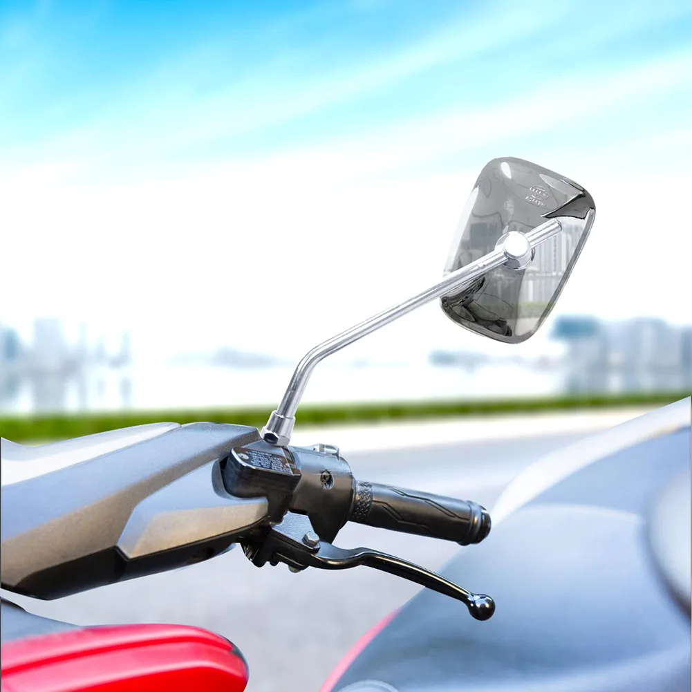 Evomosa Universal Rectangle Motorcycle Rearview Mirrors 10mm Bolt Thread Motorbike Mirrors For Honda Motorbike Scooter E-Bike