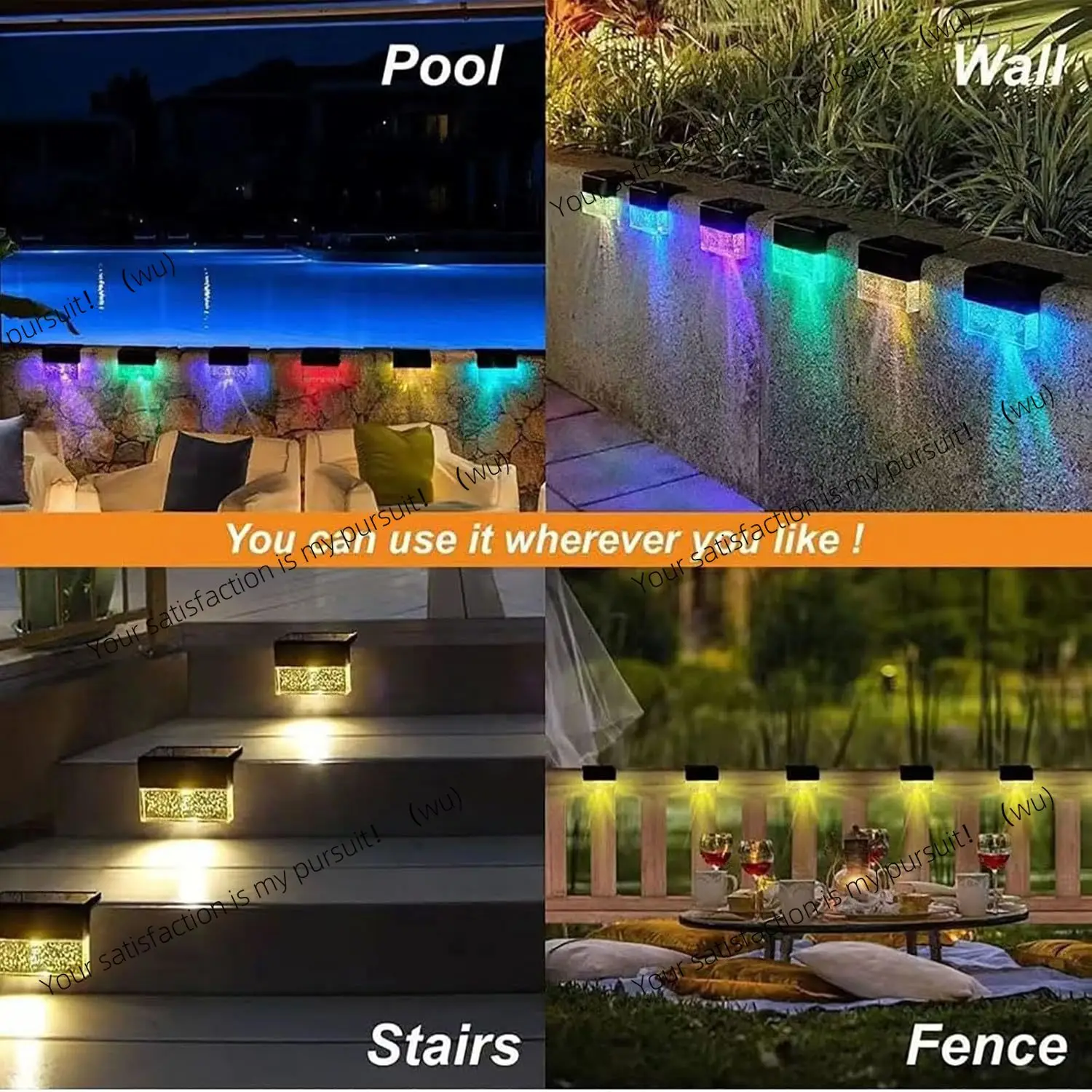for Outside Stair Fence Step Pool Backyard Decor Solar Pool Lights Step Lights Outdoor Poolside Solar Light with Timer Offfor