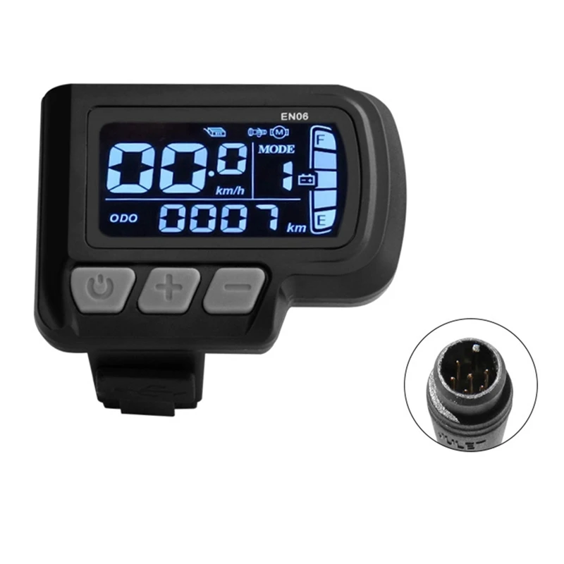 EN06 LCD Bike Display Meter Speedmeter With Light Connector 6Pin Waterproof Wire 24V 36V 48V Electric Bike Display Panel