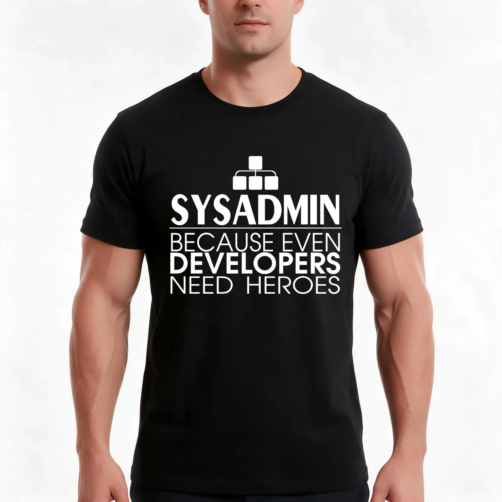 Sysadmin Because Even Developers Need Heroes T-Shirt, Summer Casual Cotton Tee, Oversized Streetwear Tops, Vintage Graphic Print