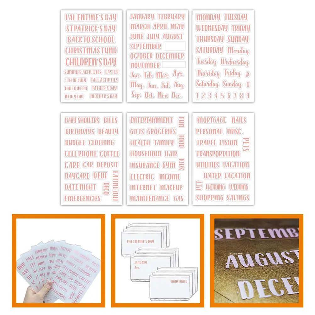 

117Pcs Budget Binder Stickers Creative Black Font Multi-Function Label Stickers Daily Use Cash Envelope Labels Household