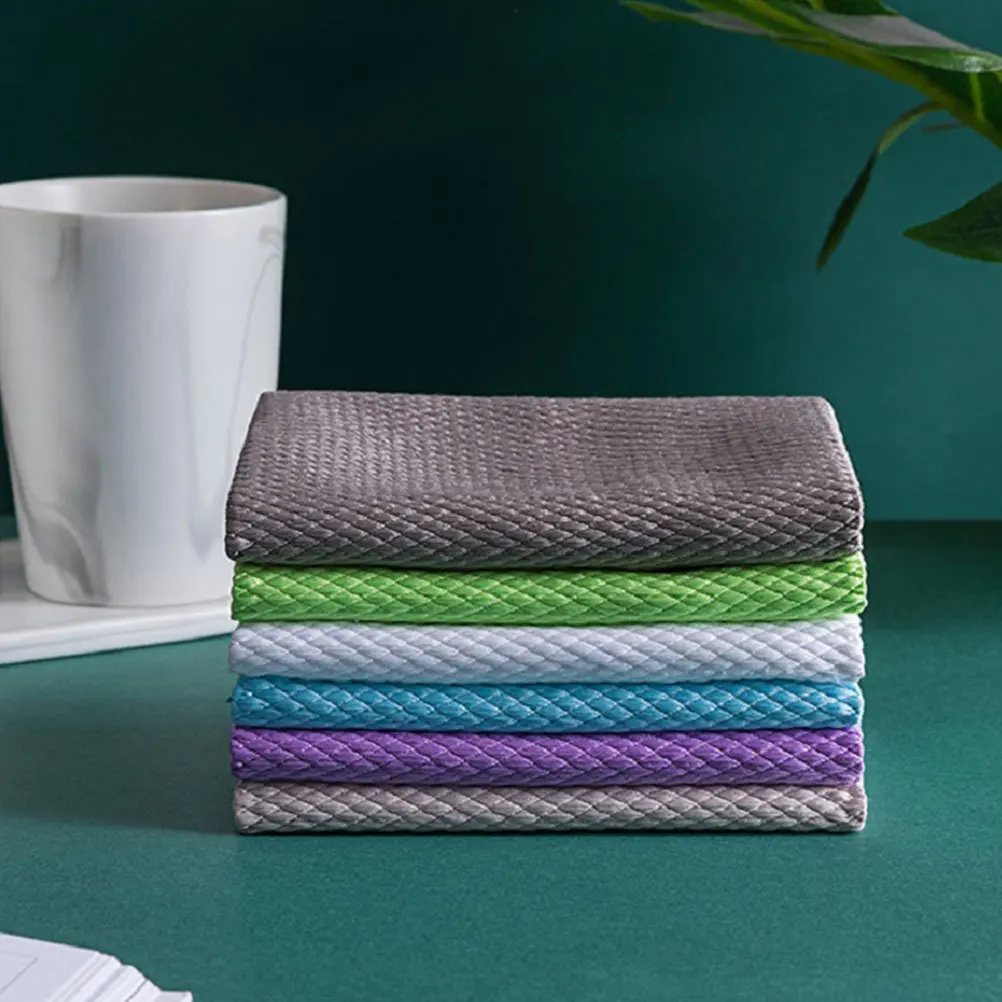 

5 Sheets Fish Scale Cleaning Cloth Premium Microfiber Water Absorbing Kitchen Dish Towels Household Dishcloths
