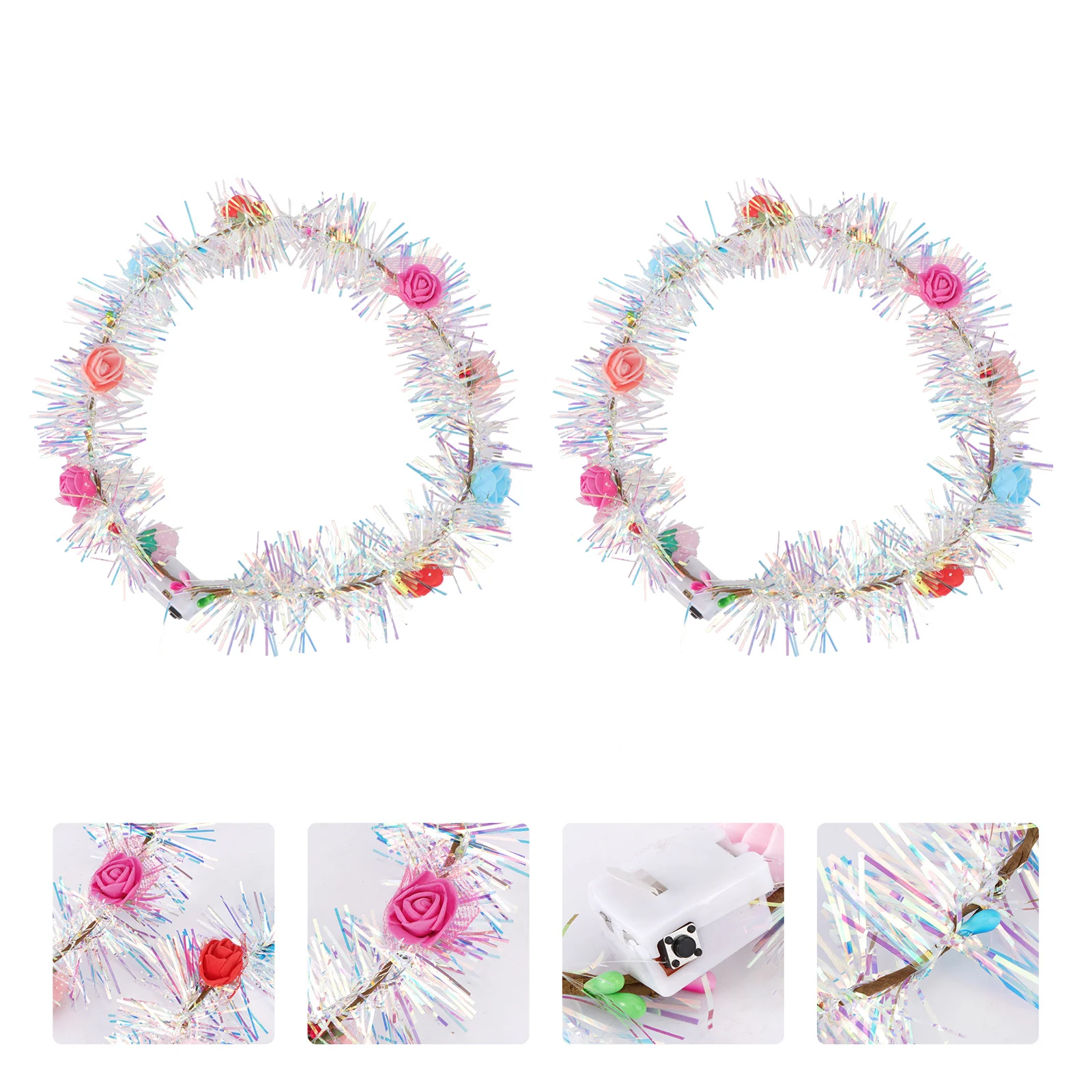 

2Pcs Garland Shaped Hairband Luminous Headdress Party Festival Flashing Hair Hoop Creative Headwear Hairband Hair Hoop