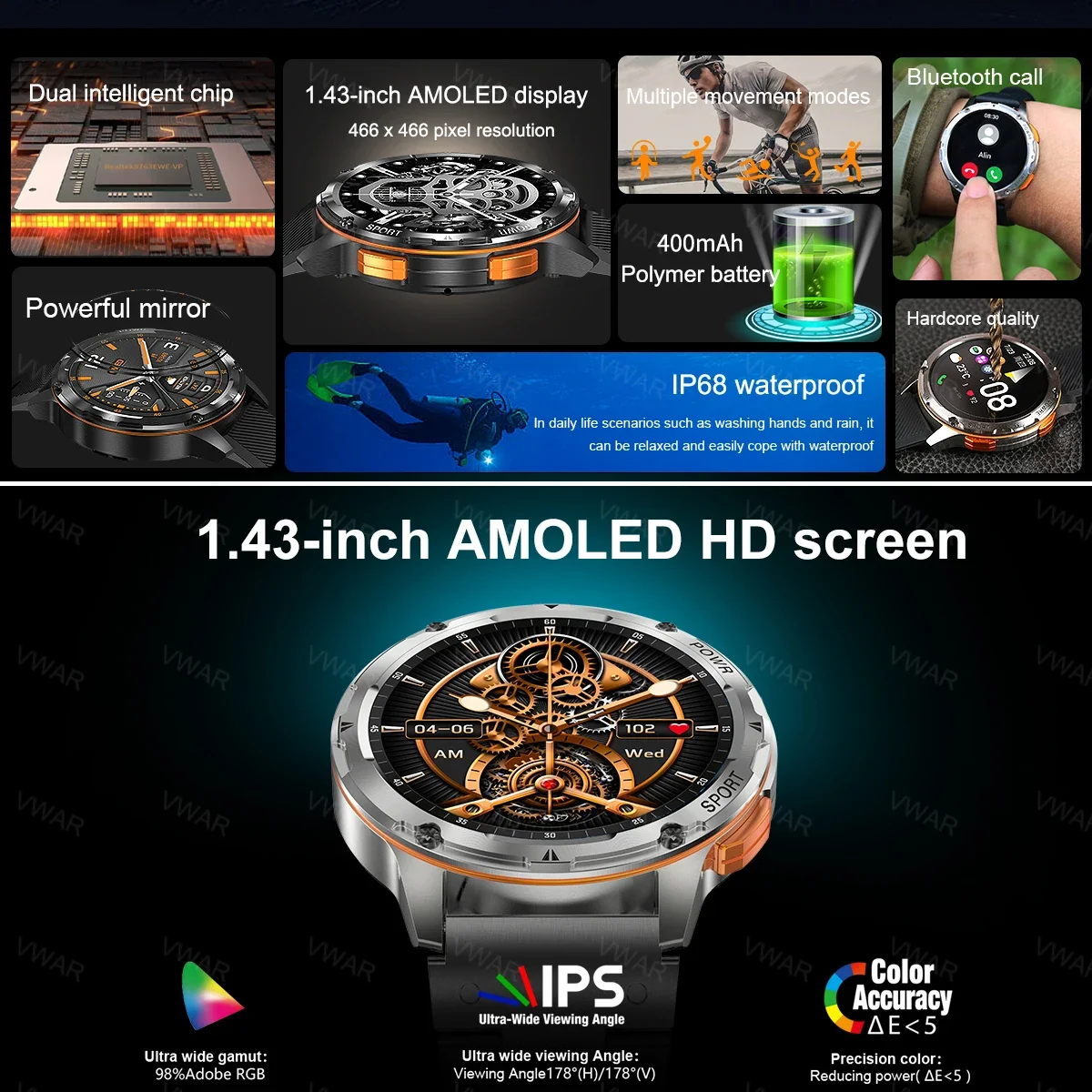 Original Tank T2 Ultra Smart Watch AMOLED Always-on Display IP69K Waterproof Military Tactical Smartwatch Men for Android IOS