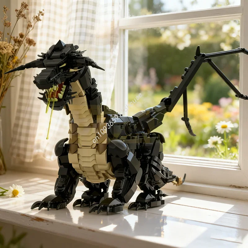 1753 pçs moc dragão preto ácido castado modelo blocos de construção arquitetura diy educação tijolo presentes natal crianças brinquedo aniversário