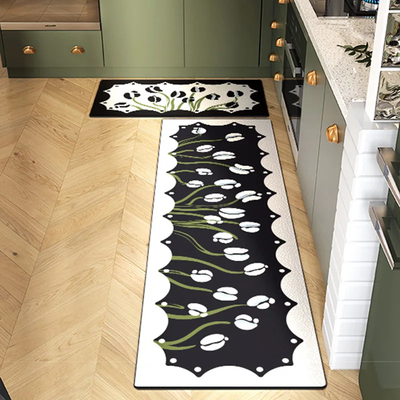 INS Wind Chime Orchid Household Kitchen Non Slip Floor Mat Long Strip Bathroom Non Slip Mat Entry Door Long Strip Floor Mat Rug