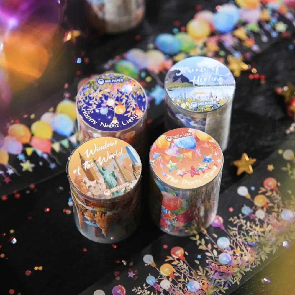

4 Rolls/Pack Balloon Theme Washi Tape8M Waterproof PET Sticker Tape for DIY Scrapbooking Journaling Collage Art Craft Decoration