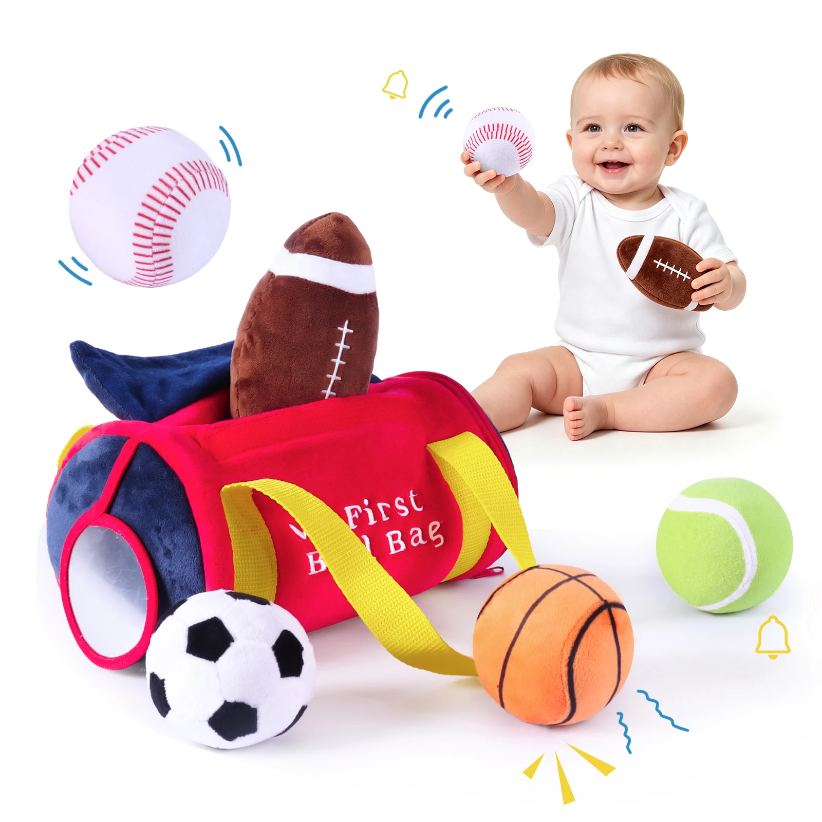 Baby Rattle Toy Set - Моя первая спортивная сумка, мягкие сенсорные