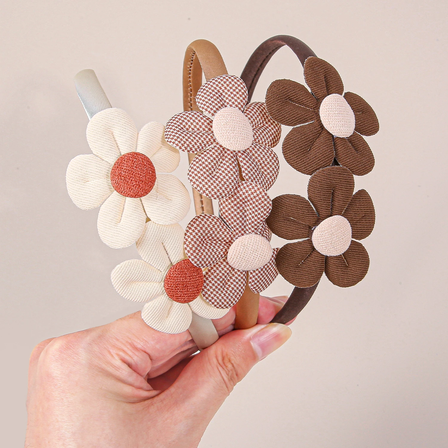 6pcs Fabric Flower Bow Headbands for Girls Floral Headband Kids Plastic Stain Hairbands Children Girls Fashion Hair Aceessories