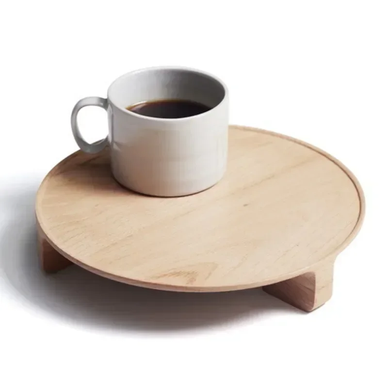 

Black Walnut Suspended High Foot Disc Beech Wood Tea Pot Storage Trays Kitchen Coffee Afternoon Tea Organization Rack