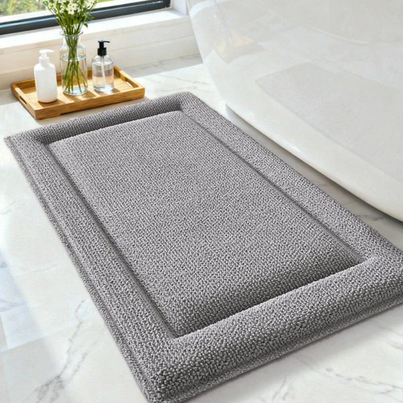 High Resilience Chenille Bath Mat, 3D Plush Quick Dry Bathroom Rug, Strong Non-Slip, Thick Absorbent Skin-Friendly Floor Carpet
