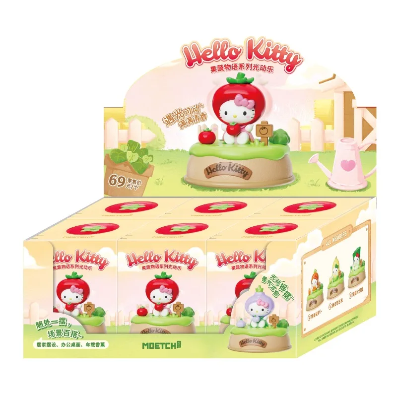 Moetch Hello Kitty Fruit Vegetable Story Series Light-Up Solar Energy Blind Box Cute Anime Figure Doll Model Collect Ornaments view 5