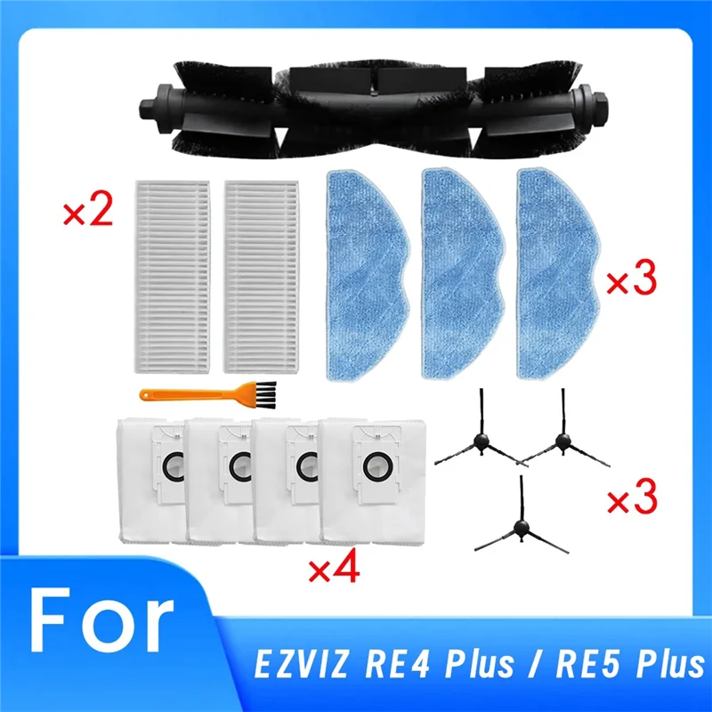 BAAM-メインブラシフィルターモップパッドワイプダストバッグサイドブラシ EZVIZ RE4 Plus/RE5 Plus用交換部品ロボット掃除機スペアパーツ