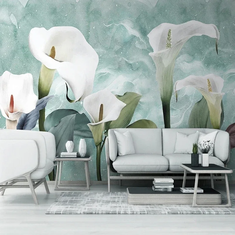 Custom Nordic Watercolor Calla Flowers Mural Wallpaper For Wall 3D Living Room Bedroom Background Home Decor Waterproof Fresco