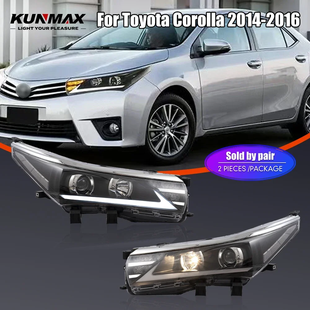 

Пара светодиодных автомобильных фар в сборе для Toyota Corolla 2014-2016, передняя фара, DRL, указатель поворота, фары Plug and Play