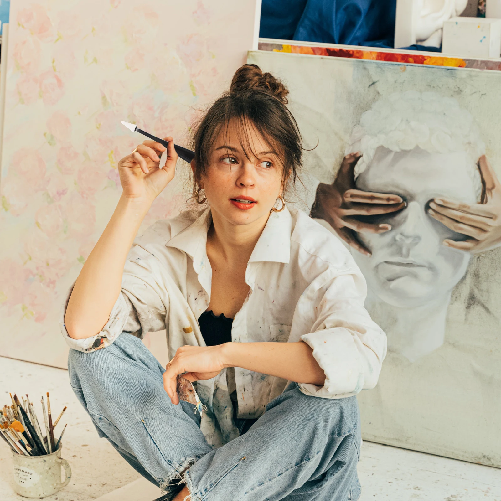 

1Set Art Student Sketch Wiper Kit Premium ABS Cotton Lightweight Portable Blending Stump for Smudge Erase Drawings Professional