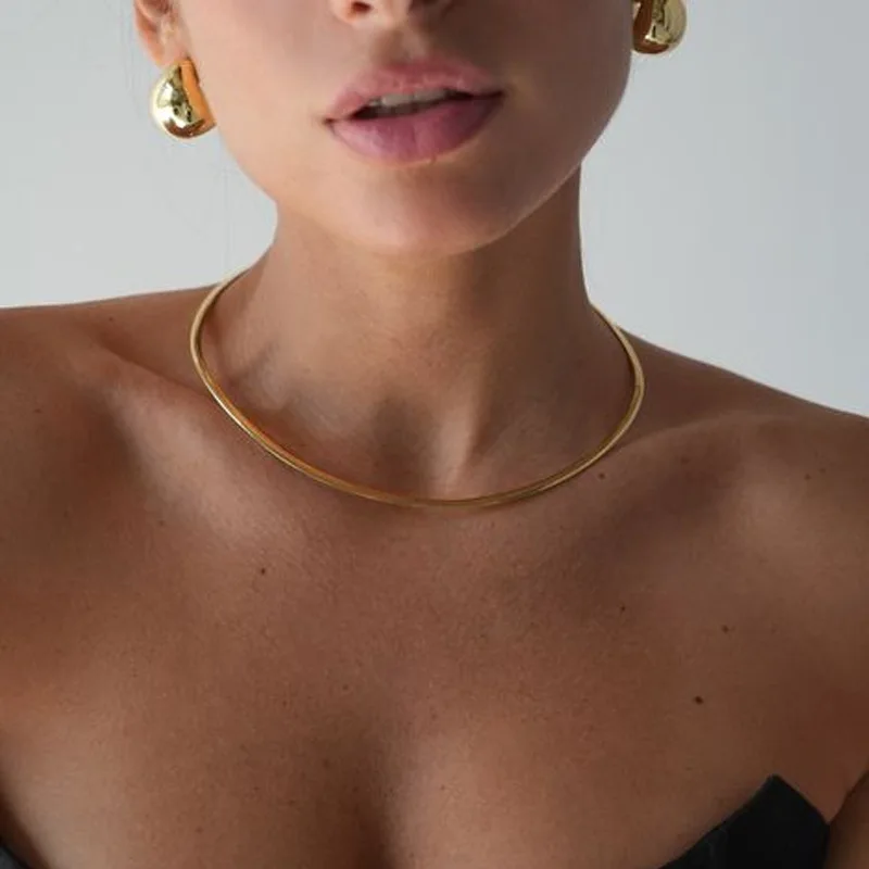 Collar choker necklaces stainless steel necklaces for women minimalist punk simple winter punk jewelry non tarnish