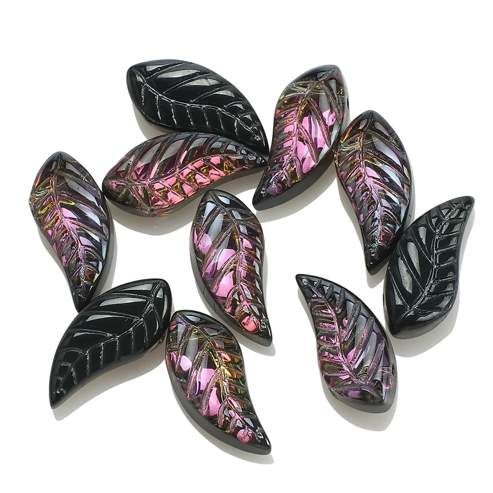 50 Piezas de Colgantes de Cristal en Forma de Hoja, Color Arcoíris, 8x18 mm, Cuentas de Cristal en Forma de Pétalo para Hacer Joyería, Abalorios, Aretes y Pendientes