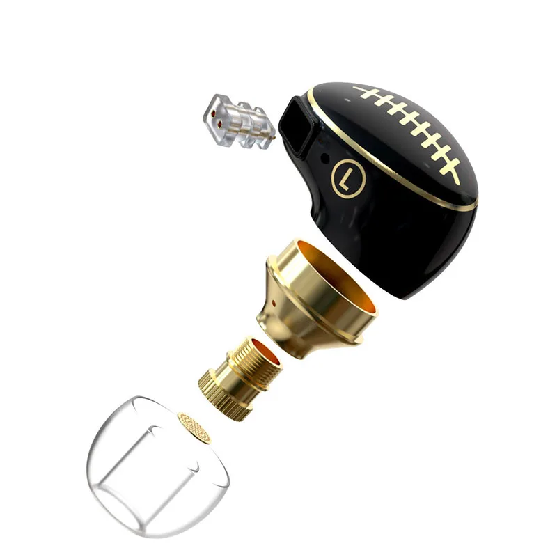 Huayunxin RDD Co-branded Rugby Shape Hand Painted Printed Resin Aluminum Alloy 0.78 2pin Socket In-Ear Monitor Headphone Housing