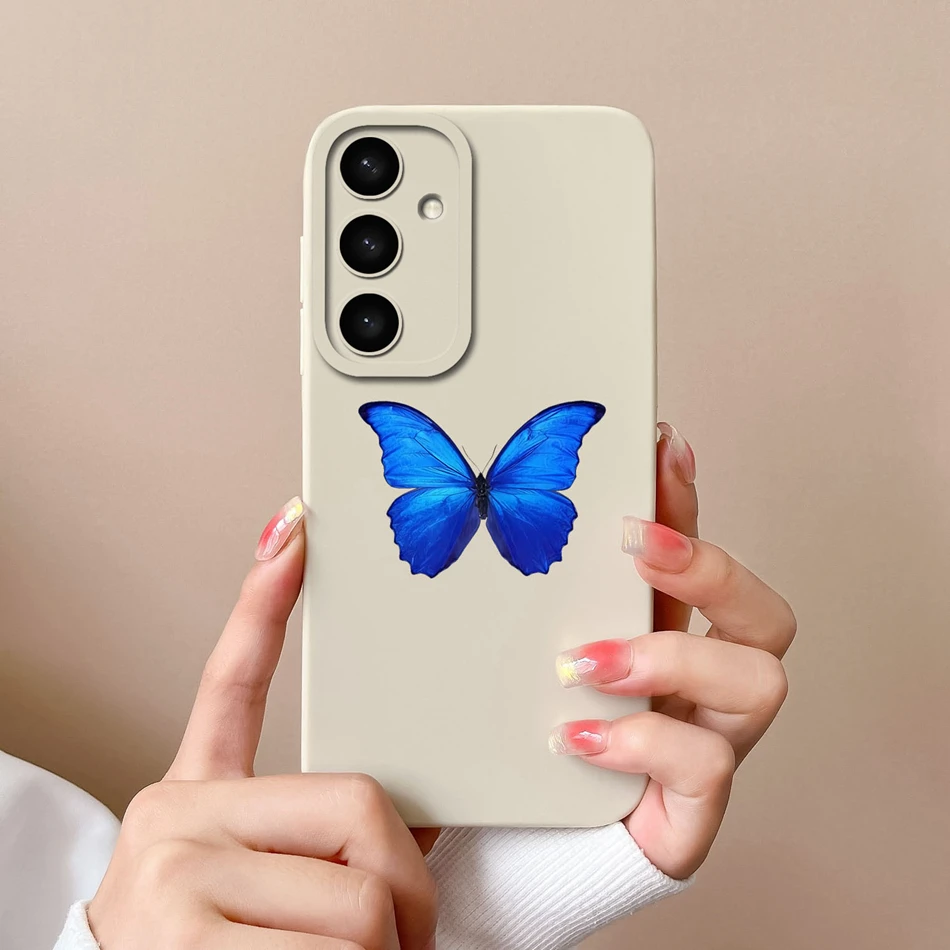 For Samsung S24 FE Case Love Heart Liquid Silicone Phone Cover For Samsung S 24 S24FE Funda Camera Protection Shockproof Bumper