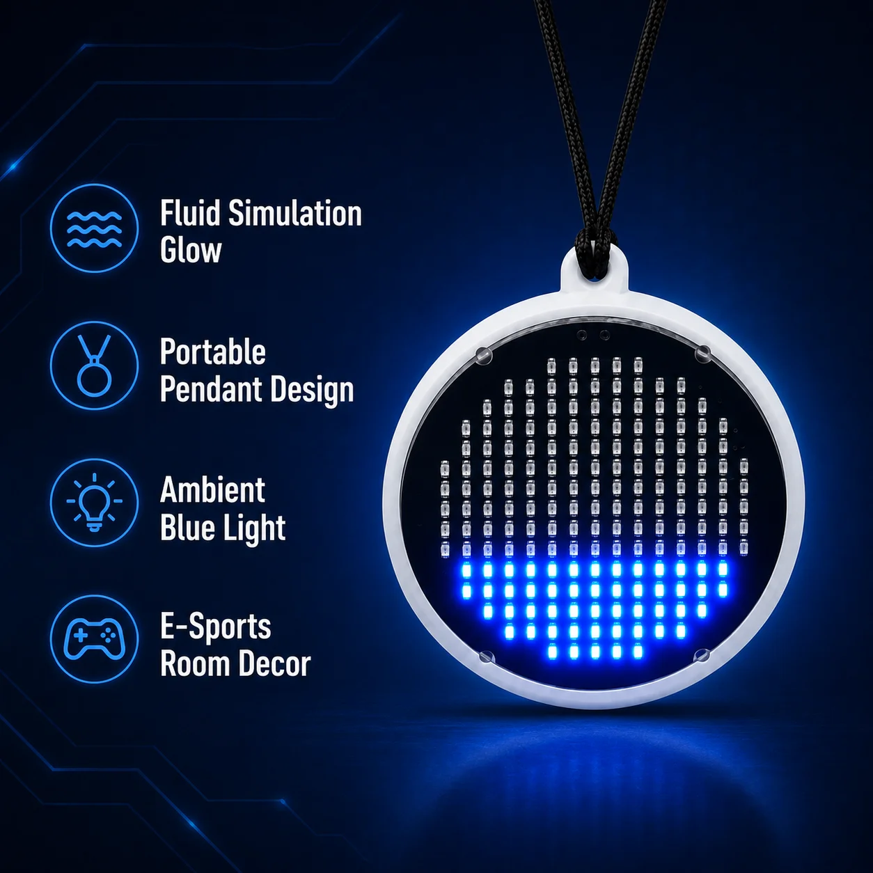 Runder LED-Anhänger mit simuliertem Wasserfluss, Leuchtende Desktop-Dekoration, Ambiente-Licht für E-Sport-Räume – Bild 3
