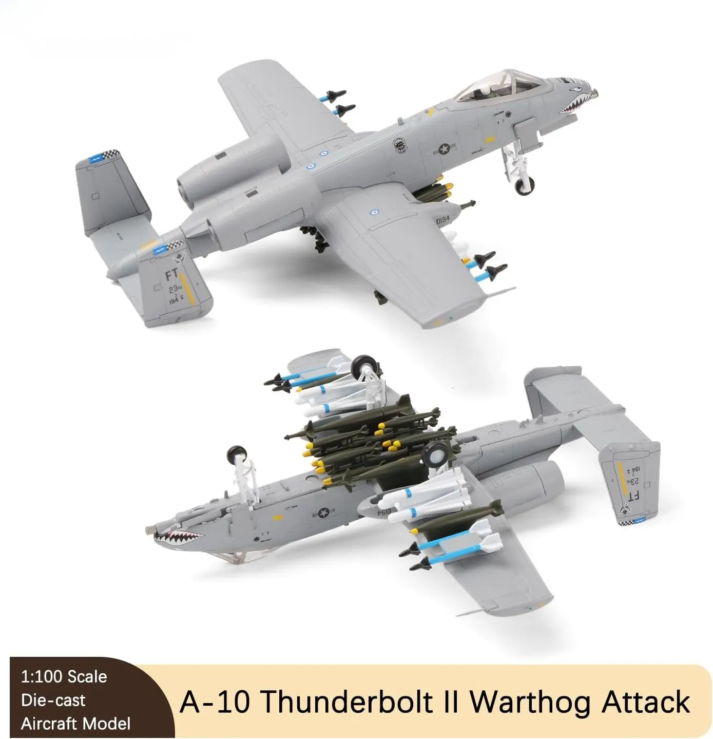 1:100 Scale A-10 Thunderbolt II Warthog Metal Fighter Jet Model Military Die-cast Aircraft Models for Collection or Gift
