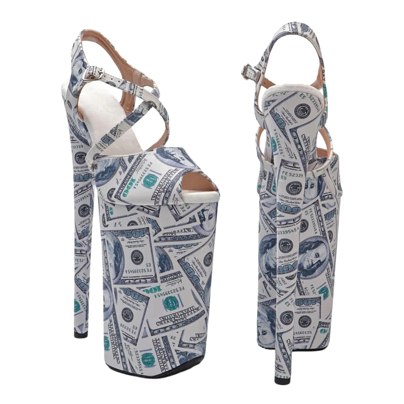 Leecabe  26CM/10inches US dollar pattern upper exotic High Heel platform party sandals stripper heel Pole Dance shoes