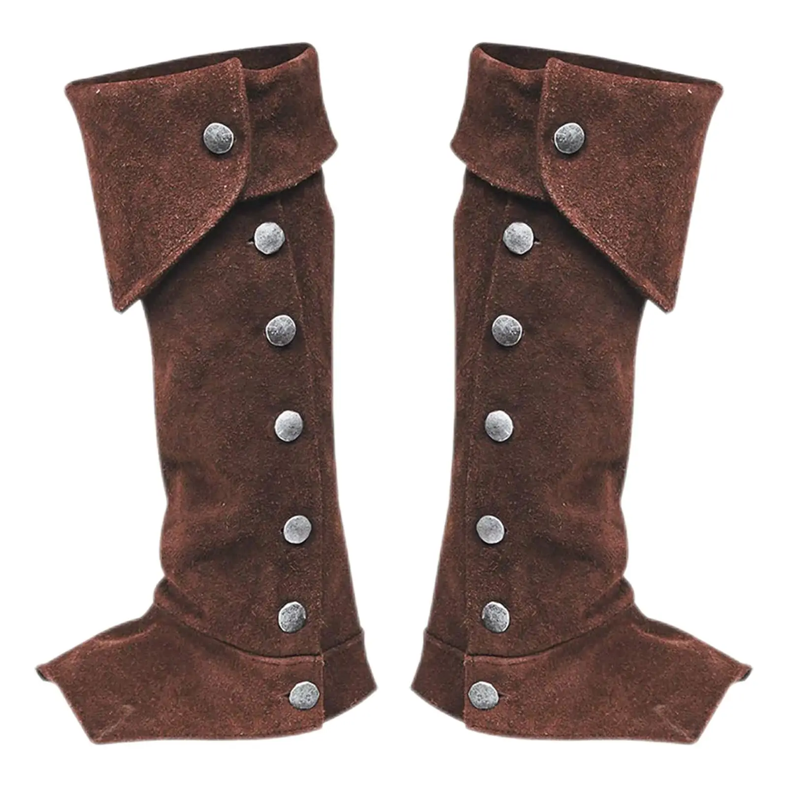 Steampunk Boot Covers - Faux Leather Pirate Cosplay Leg Accessories With Gold Buttons