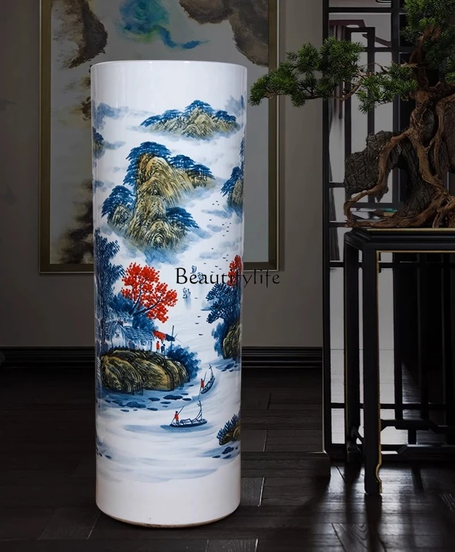 

Jingdezhen ceramic hand-painted with a long history, floor-to-ceiling large vase office ornament