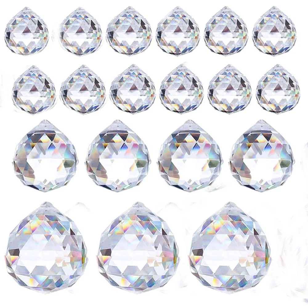 10pcs AB Crystal Ball Prism Suncatcher Chandelier Pendant Rainbow Maker Sun Catchers DIY Bead Curtain Hanging Xmas Ornament