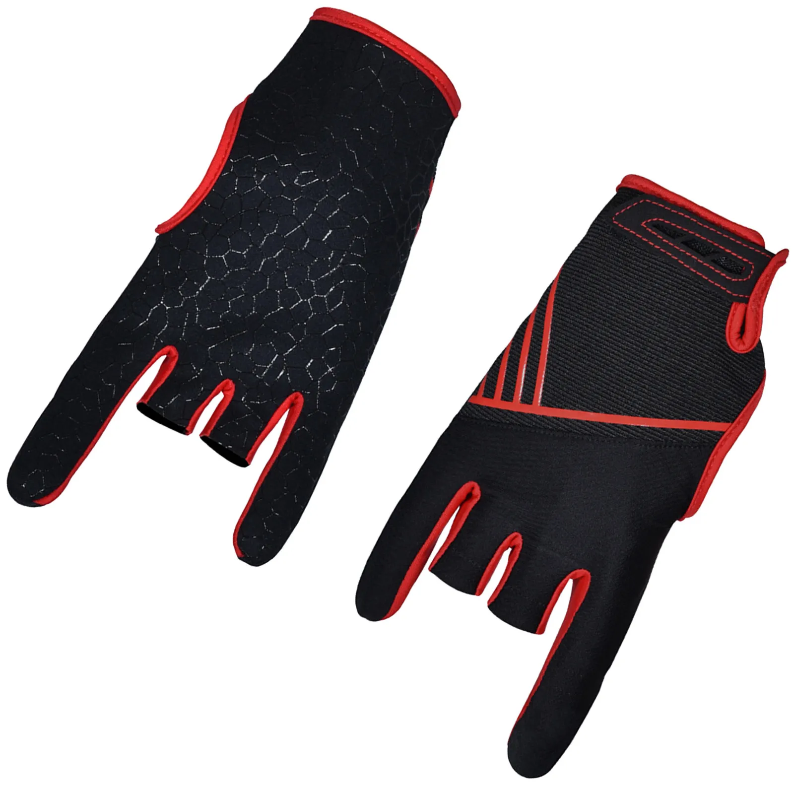 

1Pair Bowling Gloves Professional Grade Anti-Slip Silicone Pattern Breathable Elastic Palm-Fit 3-Finger Exposure for