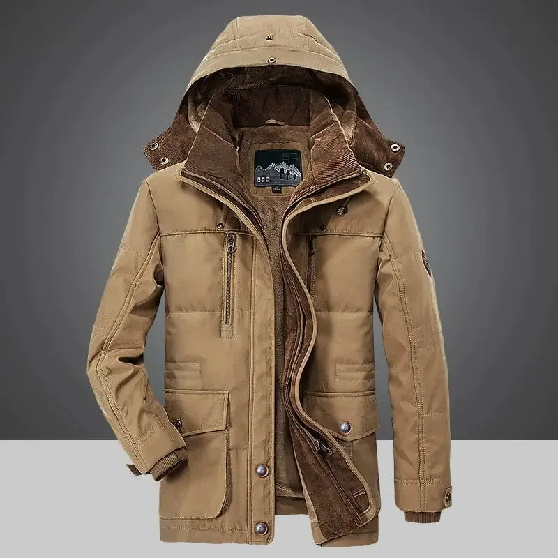 Windbreaker Hooded Jacket Men Tactical Fleece Military Thermal Coats Mens Jacket Outwear Plus Velvet Winter Warm Thicken Parkas