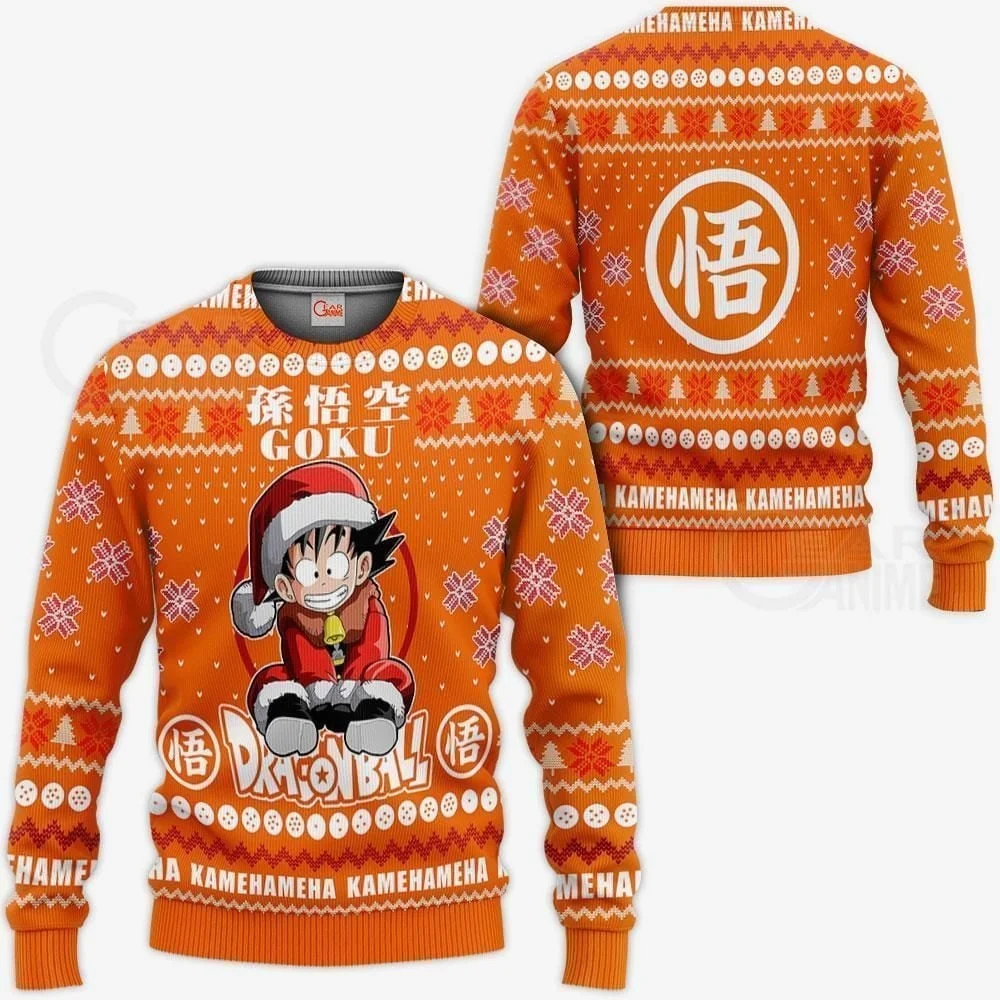 Nouveau Bandai Anime Dragon Ball série noël laid mignon rue grande taille hommes et femmes automne/hiver nouveau sweat à capuche à col rond