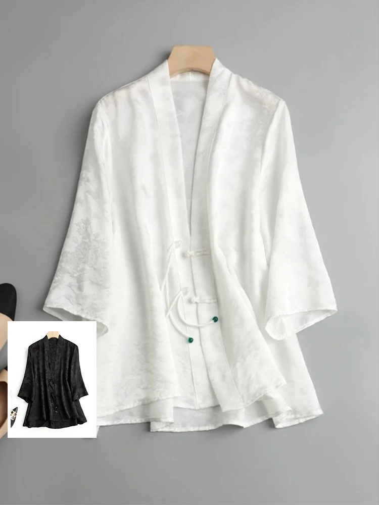 

Новый китайский национальный тренд, вышитый открытый кардиган Seven-Quarter Sve, верхняя одежда больших размеров, женская мода V-Ne Bu...