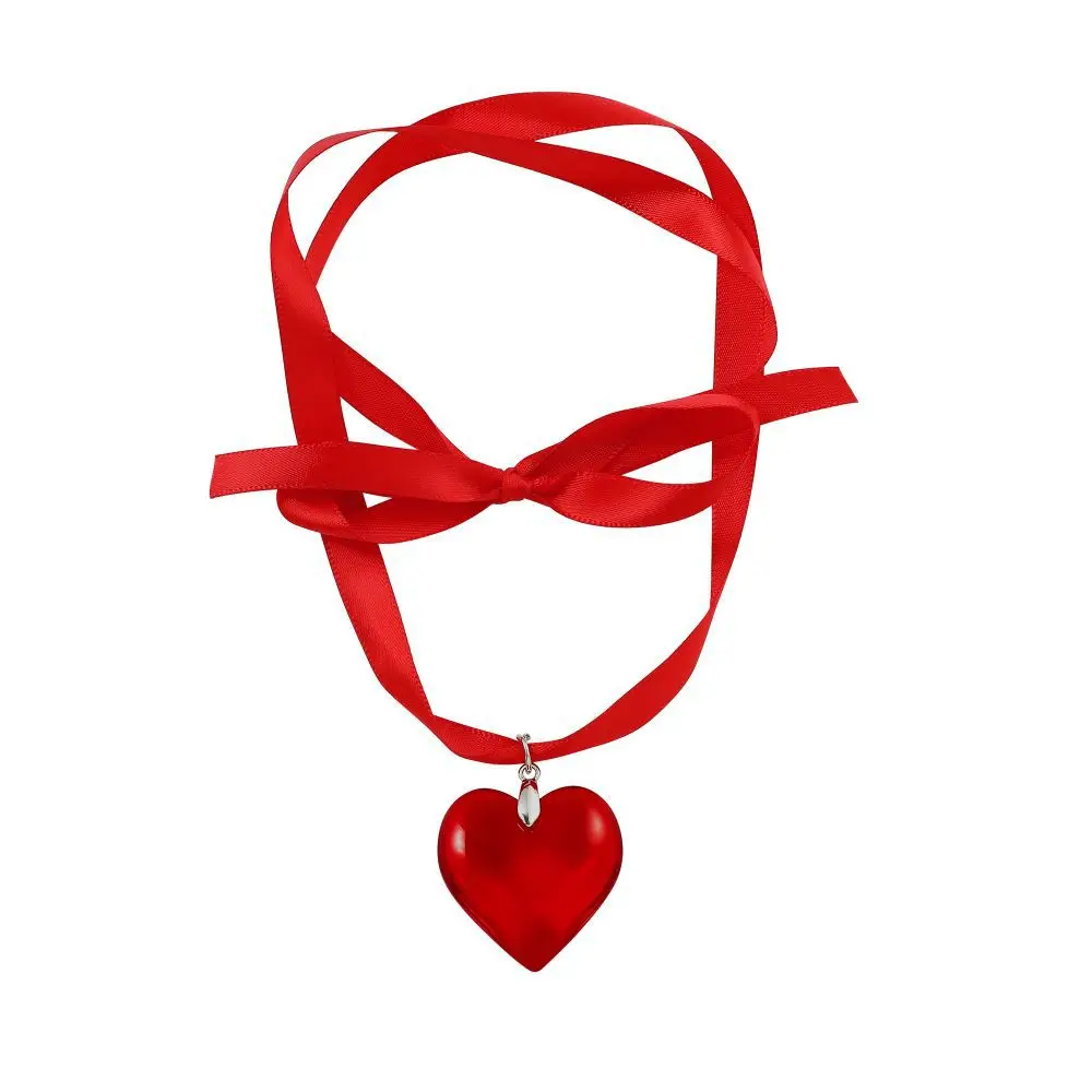 Trendy Cross-border Double-layer Simple Bow Love Necklace Temperament Hot Girl Heart-shaped Clavicle Chain Wholesale