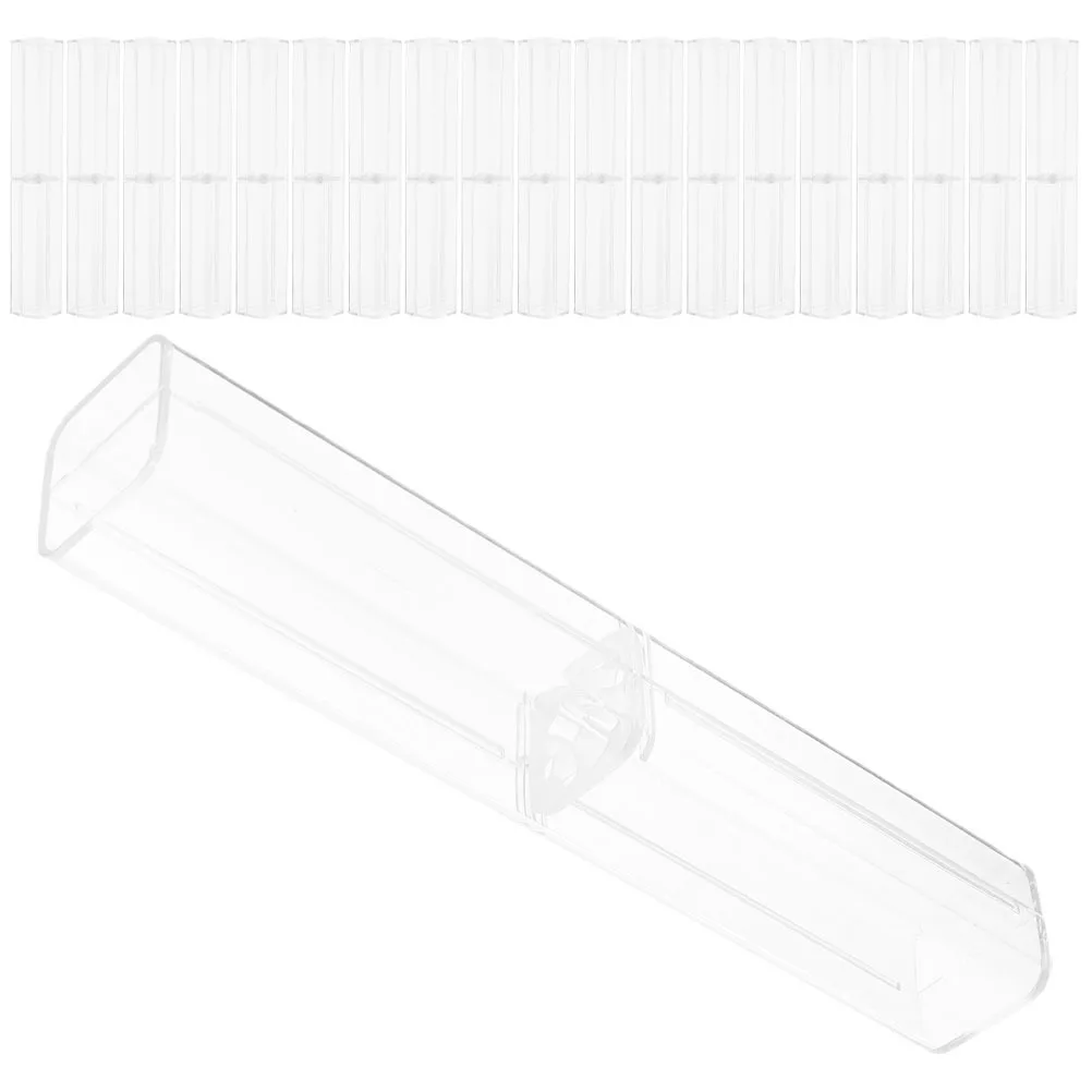 

20Pcs Clear Square Pen Box High Transparency Plastic Pen Organizer for Pencil Storage Marker Case Stationery for Office School