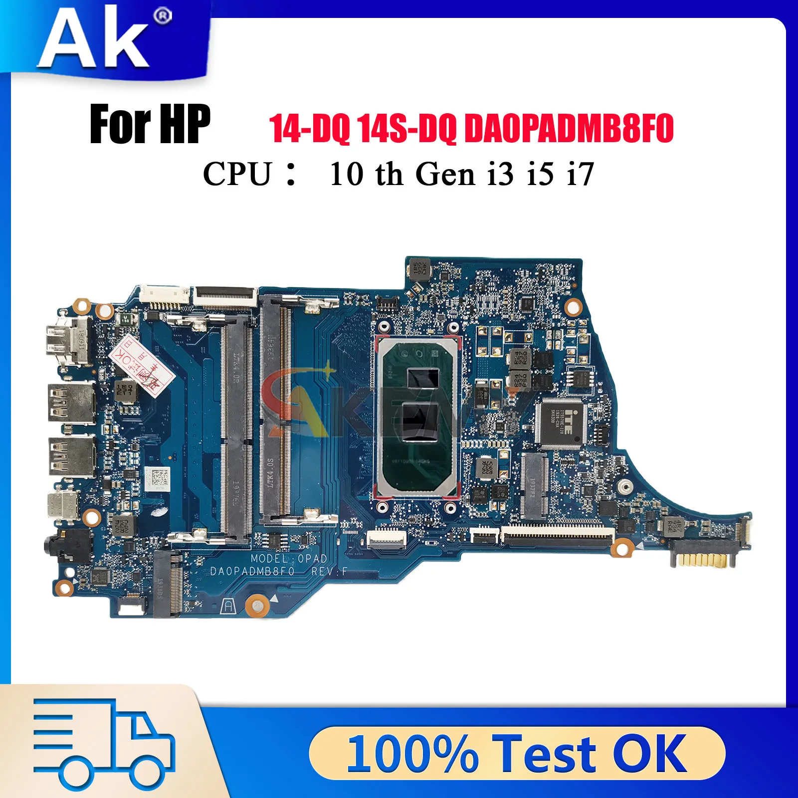 

DA0PADMB8F0 Laptop Motherboard For HP 14T-DQ 14-DQ 14S-DR With i3 i5 10th Gen CPU L88847-601 L88848-601 100% Fully Tested