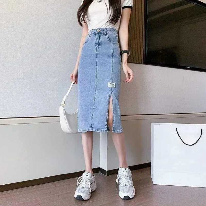 New In Female Jeans Skirts Tight Wrap Women's Denim Skirt A Line Clothing Sales Chic and Elegant 2025 Trend Aesthetic Stylish V
