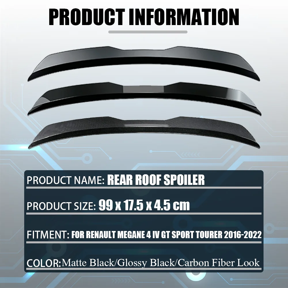 Für Renault Megane 4 IV GT Sport Tourer 2016-2022 Schrägheck Heckspoiler Kofferraum-Dachmodifikation Karosserie-Kit – Detail 2