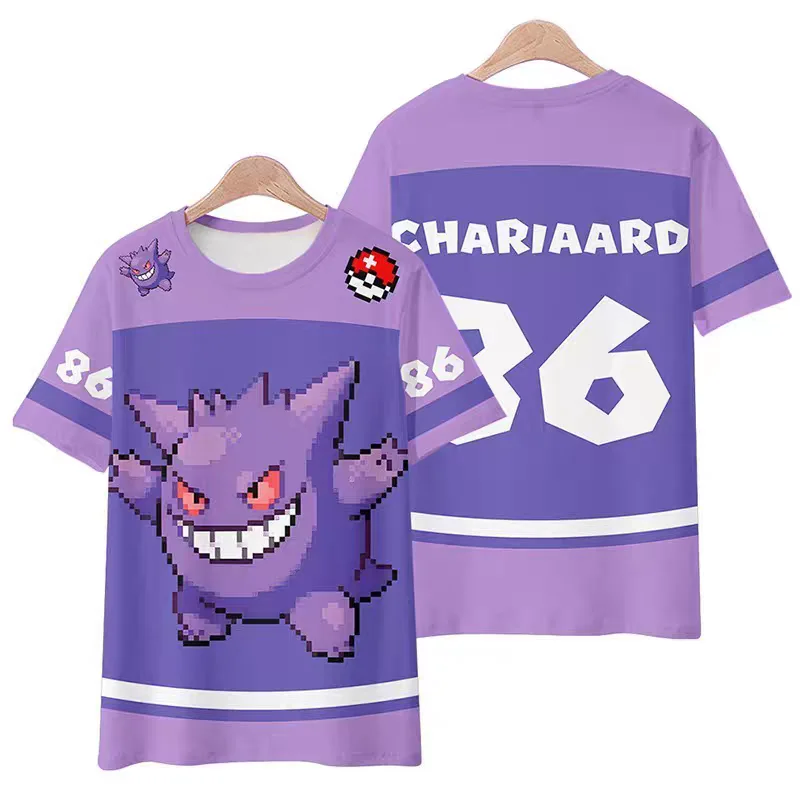 

Pokémon Ghoststone Anime Summer Men's and Women's Short sleeved T-shirt Quick drying Polyester Hot Selling Loose Casual Fashion