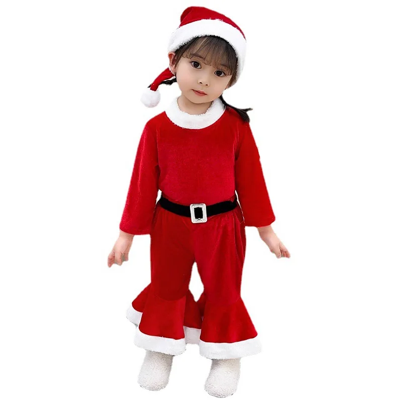 2024 Kid Christmas Santa Claus Set Christmas Costume Suit Boy Girl Toddler Girls Dress Cute Infant Winter Outwear