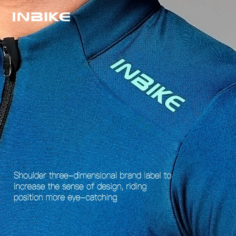 INIBKE Spring and Fall Men\'s Cycling Long Sleeve Jersey Road Bike Padded Warm Mountain Bike Clothing Full Zip Pockets