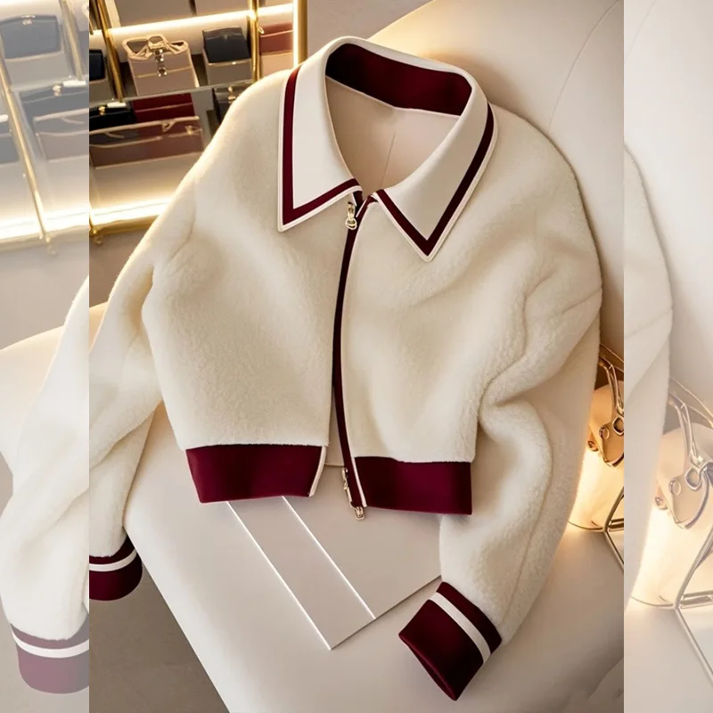 Lasel الأبيض امبسوول معطف المرأة شتاء 2025 كم طويل قمة شعبية عصرية أنيقة جاكيت زيبرا ملابس خارجية فاخرة دافئة