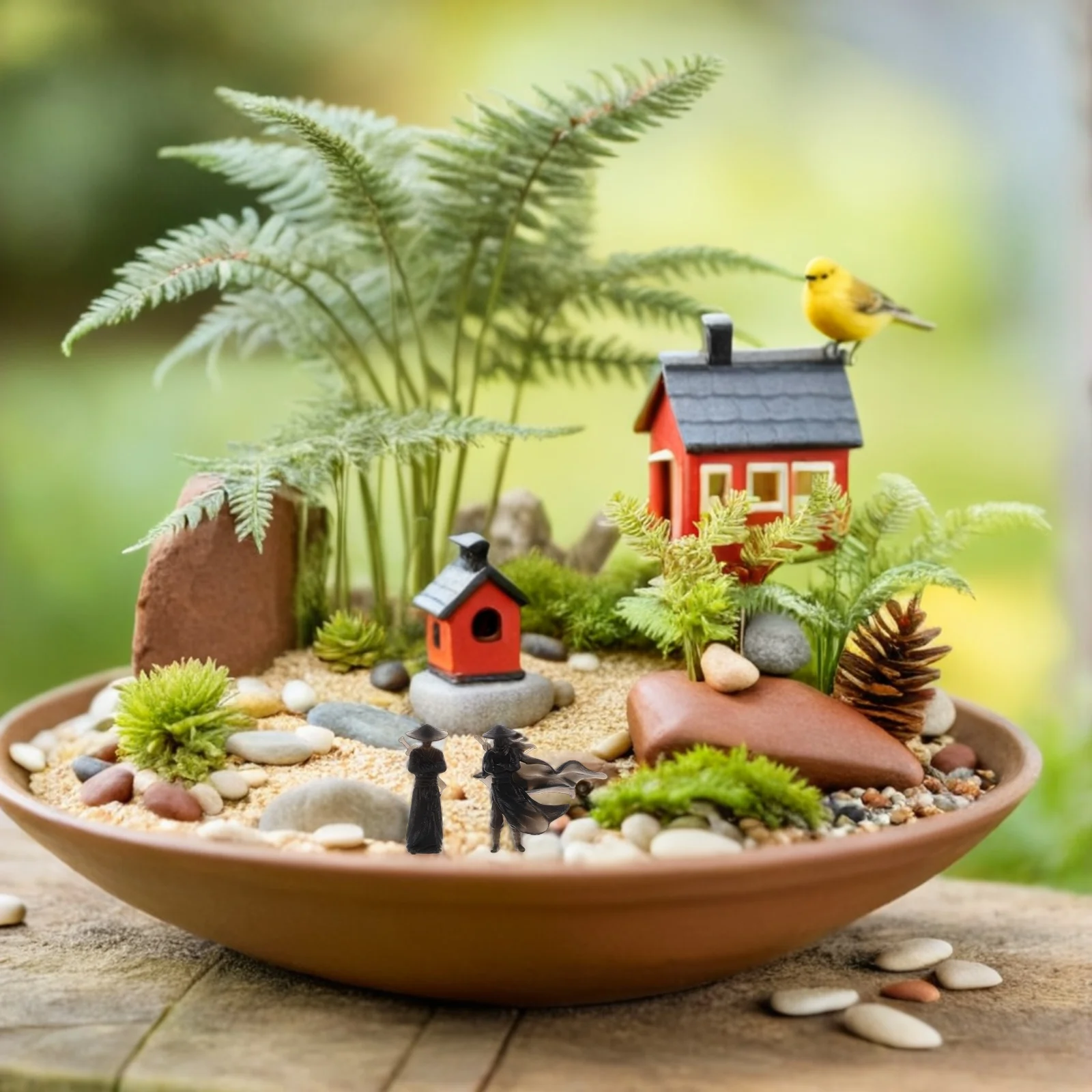 

2Pcs Miniature Ancient Figure Ornament Chinese Inspired Decor for Bonsai Garden Fish Tank Scene Building DIY Home Office