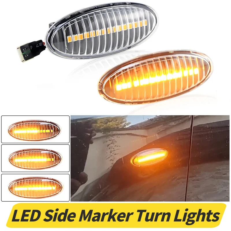 2Pcs For Nissan X-trail Qashqai J10 Cube Juke Leaf Micra Micra K13 Note E11 Car Side Marker Light Dynamic LED Turn Signal Lamp